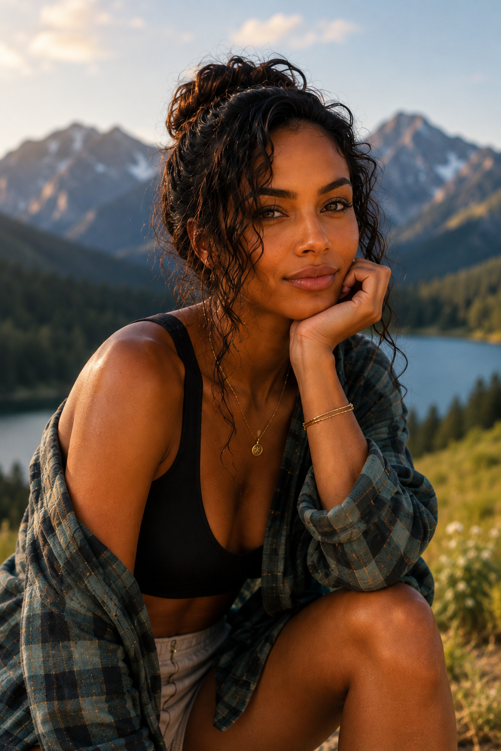 Portrait in a mountain landscape